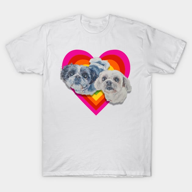 Super cute Shiz Tzus on a rainbow heart! T-Shirt by StudioFluffle